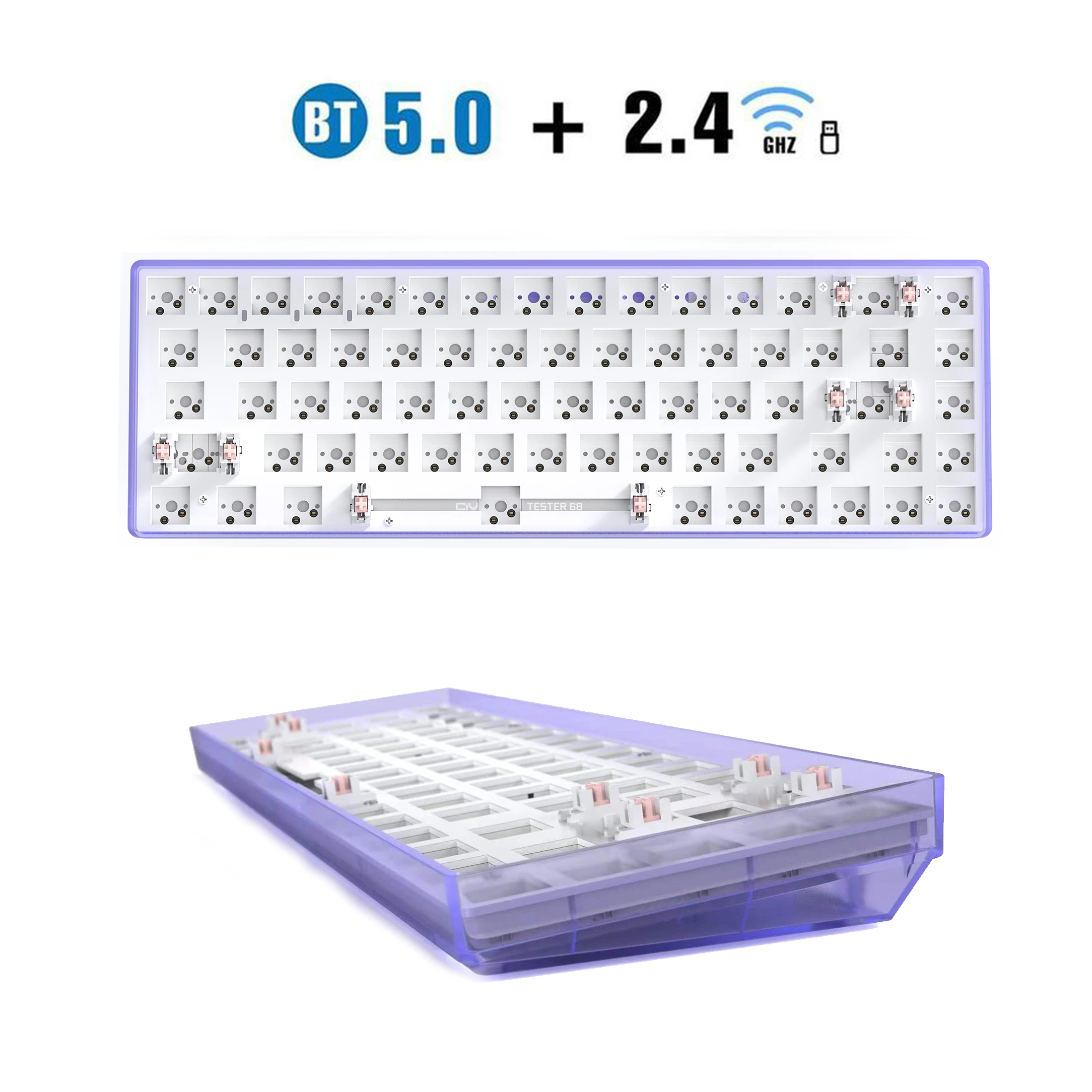 Набор механической клавиатуры TESTER68 с горячей заменой беспроводная Bluetooth 2 4G