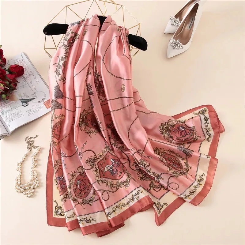 fashion spring summer women scarf silk scarves classic female shawl Foulard ladies Beach cover-ups wrap bandanna muffler pareo - Цвет: 52