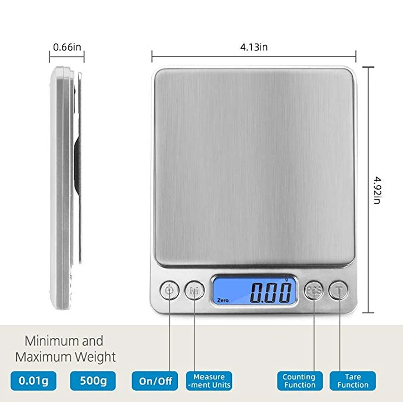Precision LCD Digital Scales 500g/3000g 0.01g/0.1g Mini Electronic Grams Weight Balance Scale for Tea Baking Weighing Scale kitchen scale portable scale digital scale pocket scale jewelry scale weighing tools hanging scale