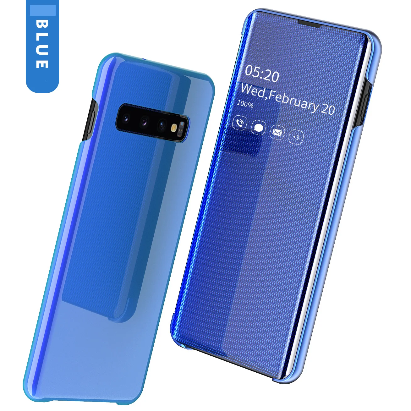 Роскошное умное зеркало флип чехол для samsung Galaxy Note 10 S10 S8 S9 плюс S7 край S10e Note 8 9 A50 A30 A70 A7 чехол - Цвет: Синий