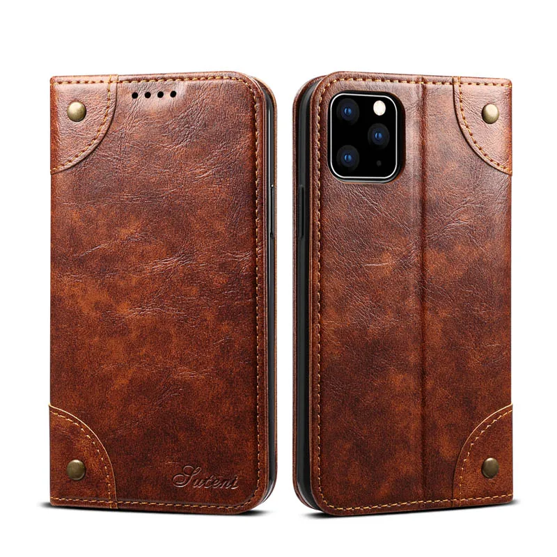 Brown iPhone11ProMax Для iPhon11 11Pro MAX сотовый телефон флип чехол Роскошный кожаный чехол для мобильного телефона чехол-книжка с отделением для кредитных держатель для карт - Цвет: Brown iPhone11ProMax