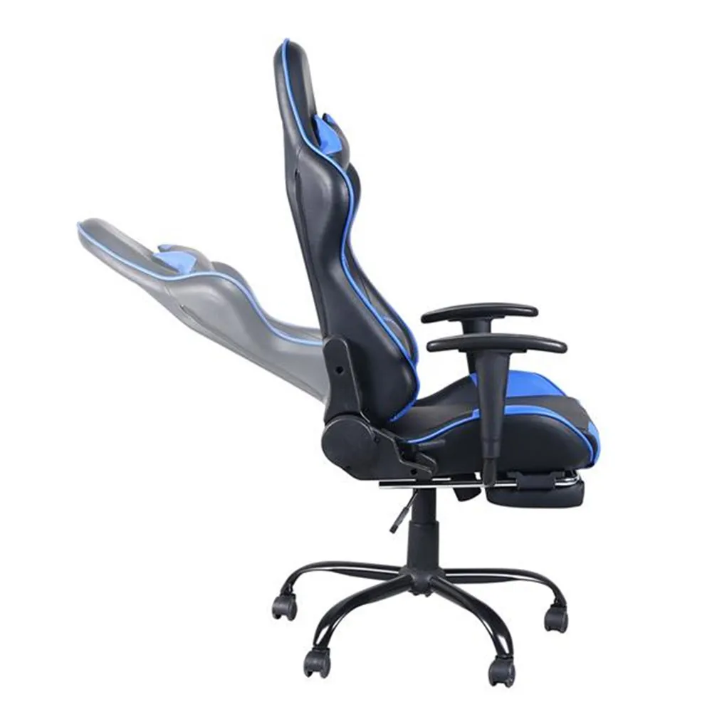  High Back Swivel Chair Racing Gaming Chair Office Chair with Footrest Tier Black & Blue Cumputer Ch