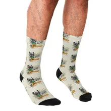 

Men's Funny socks Raccoons surfing Printed Socks harajuku Men Happy hip hop Novelty cute boys Crew Casual Crazy Socks for men