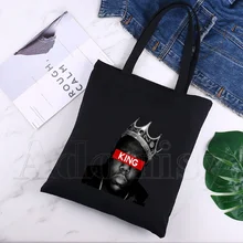 Notorious BIG Canvas Black Shopping Tote Bag Reusable Shoulder Cloth Book Bag Gift Handbag