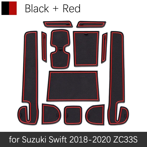 Противоскользящий коврик для Suzuki Swift 4 ZC33S, аксессуары, слот для ворот, противогрязный коврик для двери, гелевый коврик для салона автомобиля - Название цвета: Swift 18-20 Red