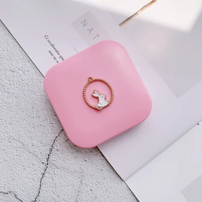 pink Милый чехол для контактных линз с кроликами для женщин, коробка для контактных линз, контейнер для объективов, чехол с милым карманом для путешествий - Цвет: pink