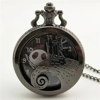

Christmas Night Carved Vintage Antique Round Dial Quartz Pocket Watch Necklace Pendant Clock for Mens Womens Best Gifts