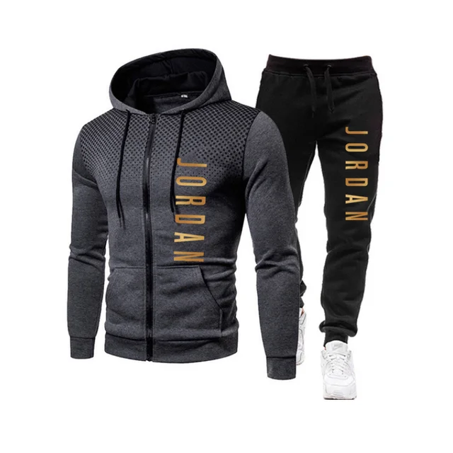 2021 fashion hot autumn/winter new menswear zipper hoodie + pants suit casual sports sportswear 4
