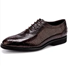 Italian Formal Shoes Men Luxury Dress Shoes Genuine Leather High Quality Cow Leather Crocodile Pattern Oxford Shoes
