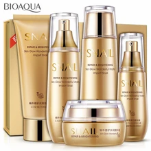 BIOAQUA 5 шт. лицо улитки уход за кожей Набор Дневной крем/эссенция/тонер/очищающее средство анти старение восстановление и отбеливание Уход Набор для ухода за лицом подарочная коробка