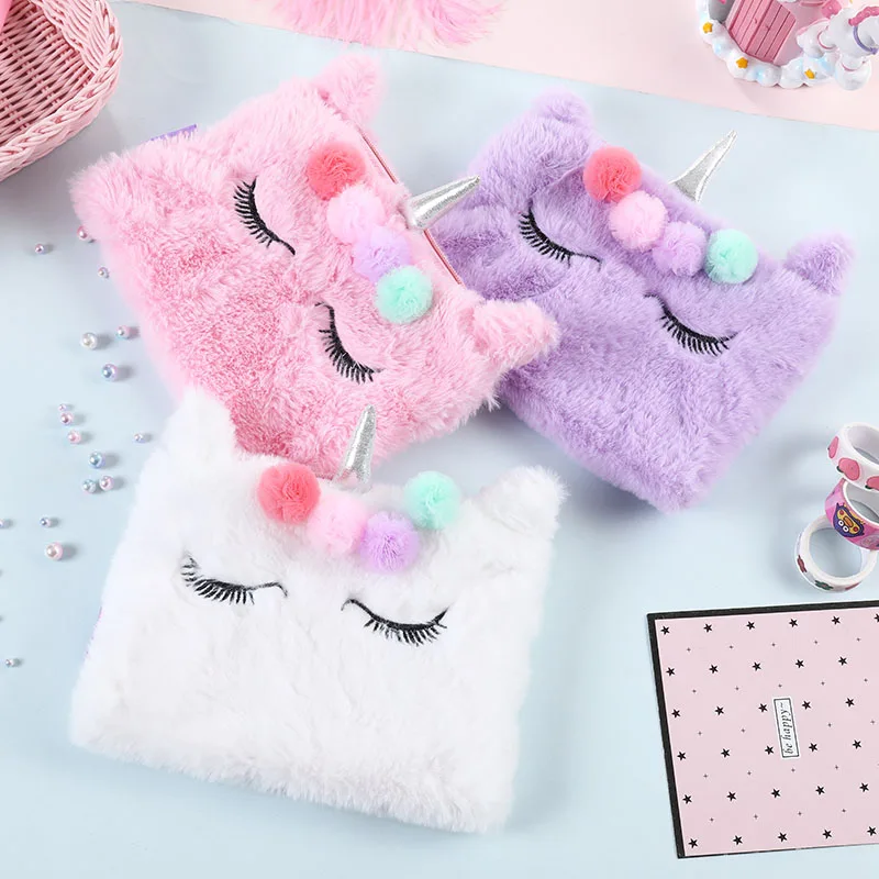 Cute Gift For Girls - Fluffy Unicorn Pencil Case Cosmetic Bag