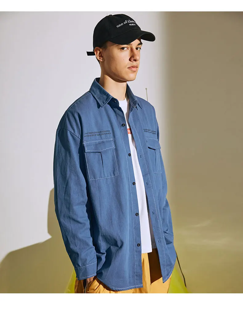 2019 Осенняя мужская модная трендовая ковбойская одежда рубашка Свободное пальто высокого качества рубашка в стиле хип-хоп Свободная