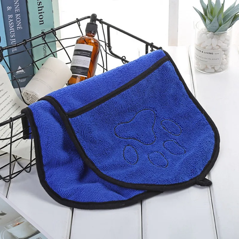 Pets Dog Bath Towels Perros For Dogs Cat Puppy Microfiber Super Absorbent Pet Drying Towel Blanket With Pocket Cleaning Supply