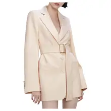 Женская куртка с поясом, модное пальто с длинными рукавами, Элегантная куртка с отложным воротником и карманом, Женская демисезонная куртка, chaquetas mujer#7