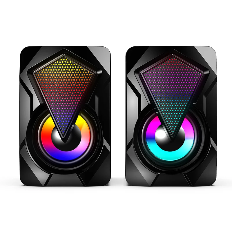 USB Wired Computer Speakers Bass Stereo Subwoofer Colorful LED Light Laptop Smartphones MP3 Speaker Home Theater System Dropship