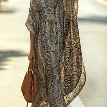 Swimsuit Kimono Sarong-Dress Beachwear Cover-Up Plage Snakeskin Print Femme