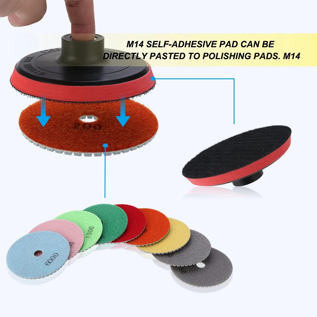 New 10pcs Diamond Polish Pads 4'' M14 Polishing Wheel Set Stone Concrete Marble Tool