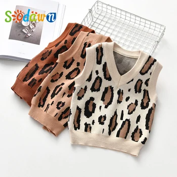 

Sodawn Children Leopard Print Vest New Autumn Winter Cotton Vest Girls Clothing Outerwear Coat Children Clothing