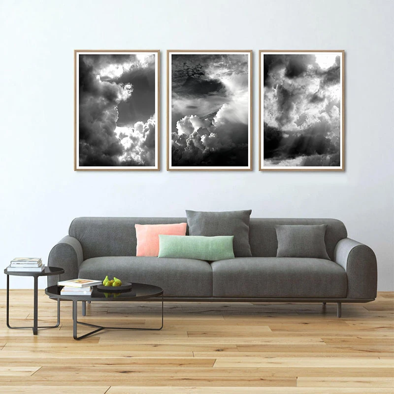 Черно-белая Картина на холсте украшение для дома натуральная красота в небе
