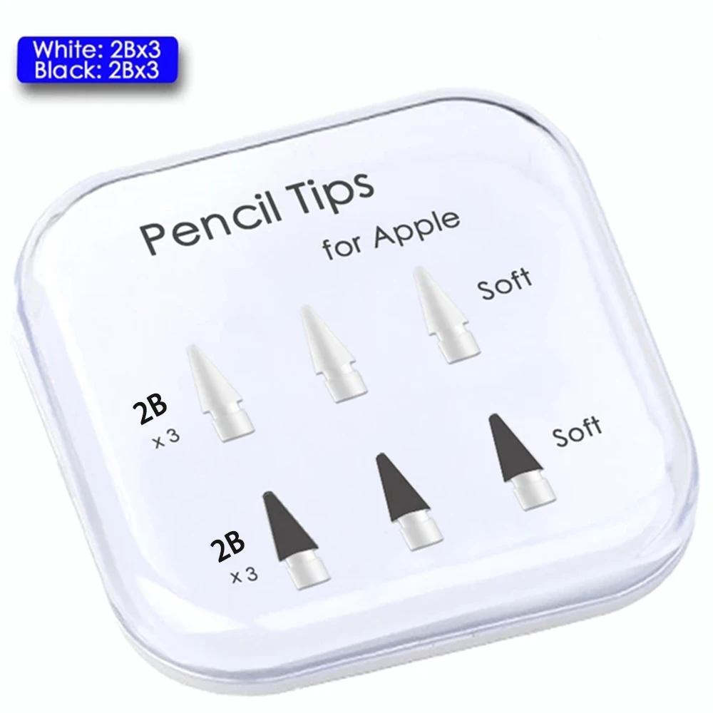 Peilinc Pencil Tips for Apple Pencil 1st / 2nd Logitech Crayon, 2B Soft Double-Layered iPad Pencil Tip, White & Black Stylus Nib ipad mini decal Tablet Accessories