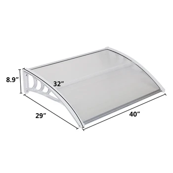 

100 x 80 Window Awning Or Front Door Canopy Sun Shade and Rain Blocker Transparent Eaves Cover