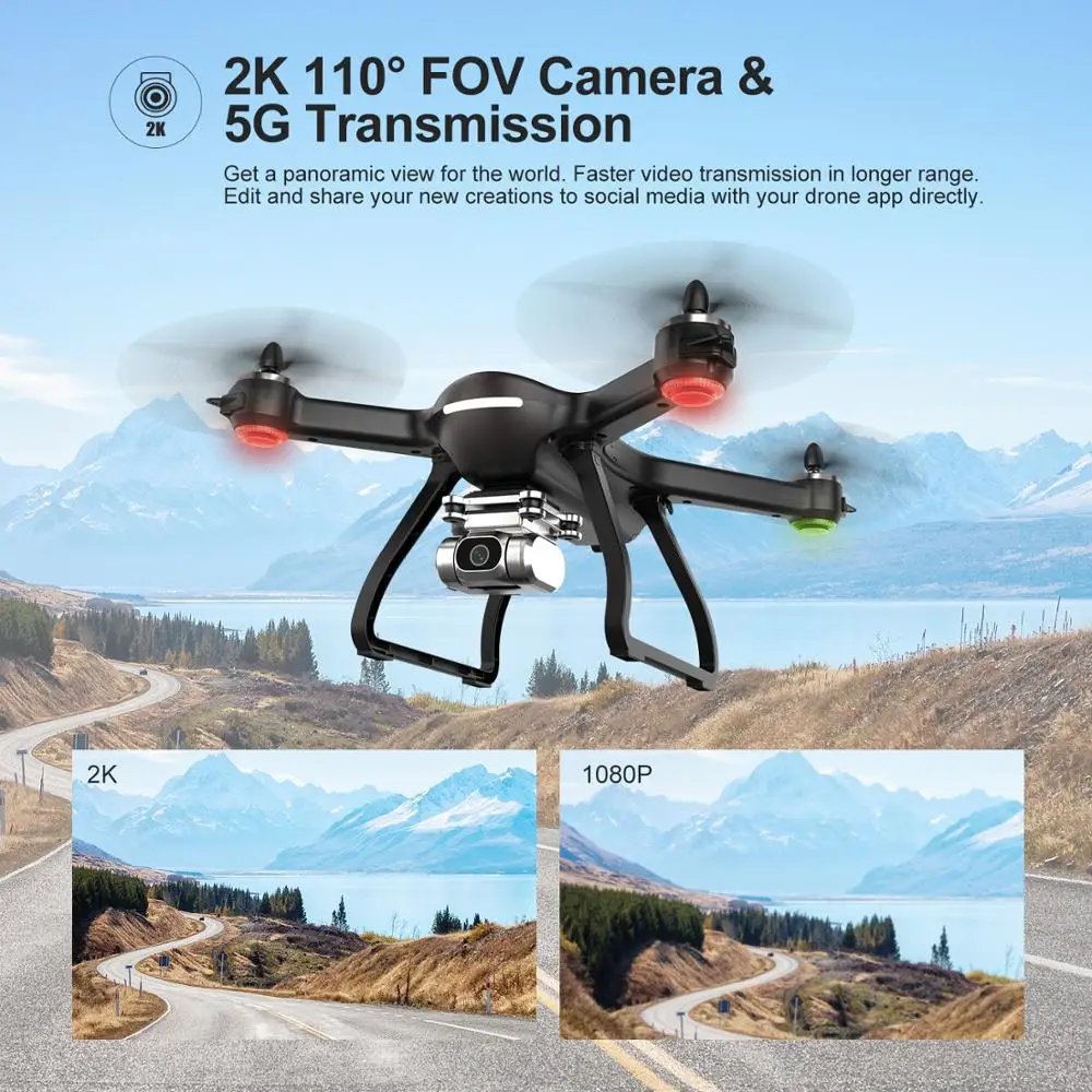 Holy Stone HS700D Профессиональный Дрон с 2K FHD камерой gps 5 ГГц Wi-Fi FPV видео RC Квадрокоптер 25 км/ч 22 мин бесщеточный Дрон