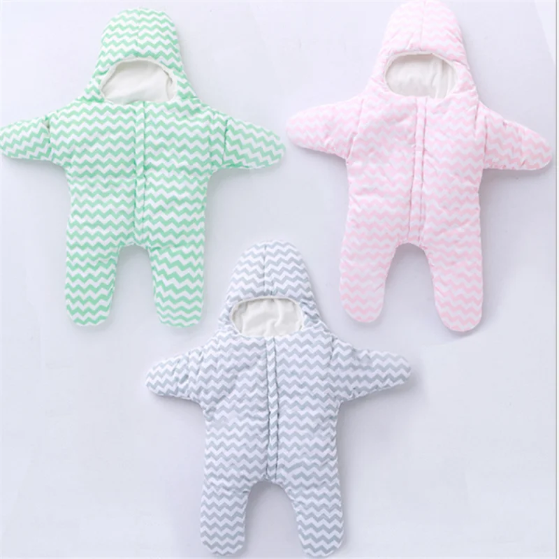 

Baby Kids Sleeping Bags Newborn Boys Girls Winter Clothes Starfish Striped Warm Wrap Blanket Infant Cute Sea Star Swaddling Prop