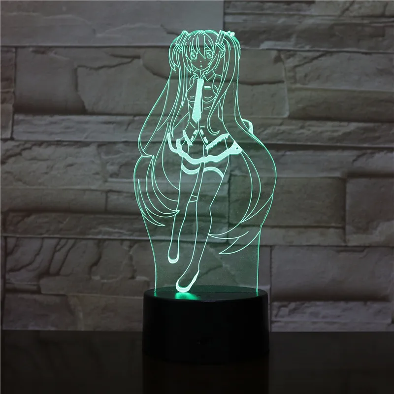 Hatsune Miku рисунок детский ночной Светильник СВЕТОДИОДНЫЙ Цвет Изменение прикроватная атмосфера подарок девушка Usb светодиодный светильник ребенок Криптон будущее медиа