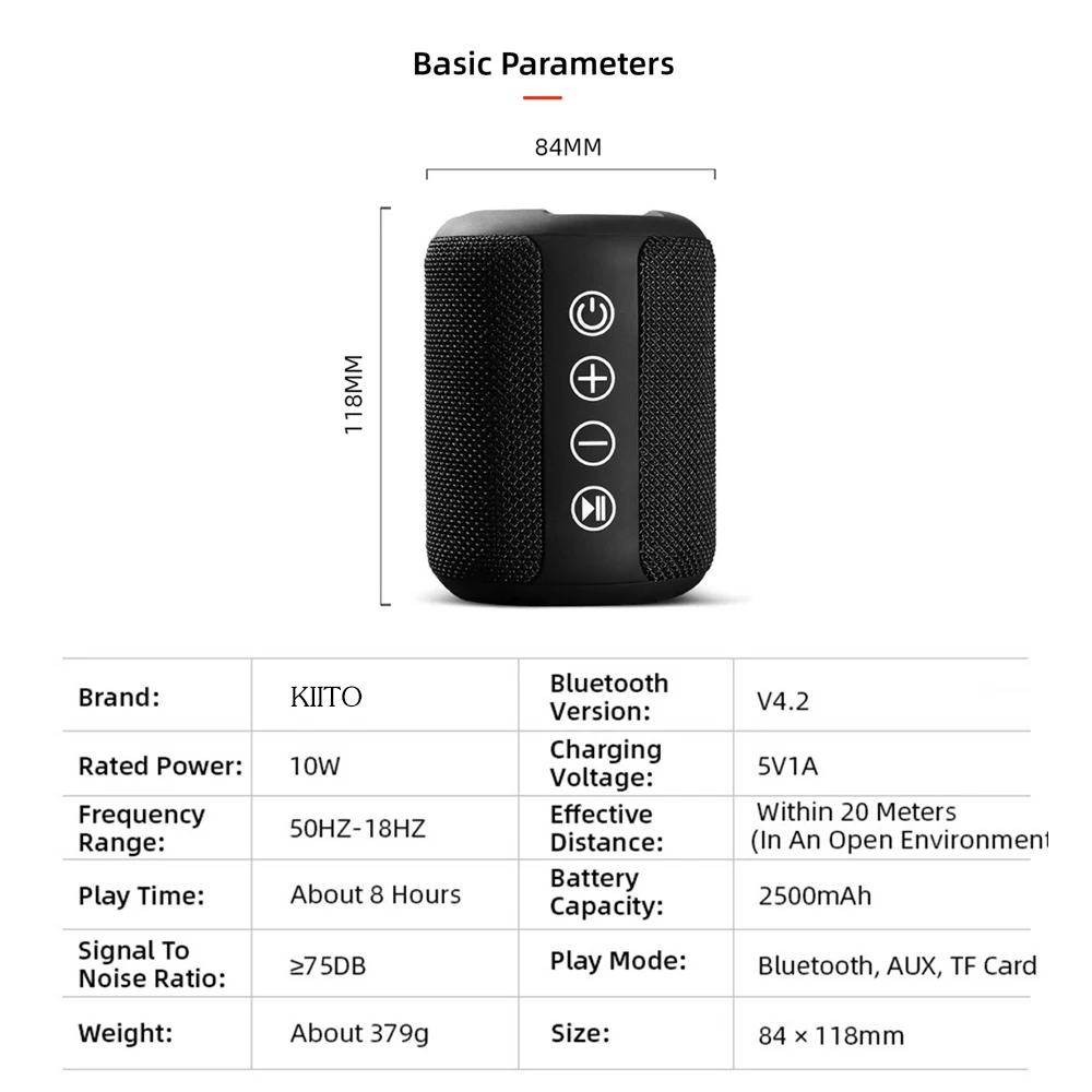 Портативный динамик KIITO Y1 IPX6 сабвуфер Bluetooth колонка водонепроницаемая уличная