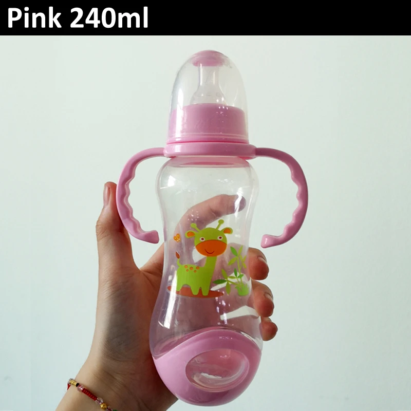 Pink 240ml Бутылочка для кормления, специальная бутылочка для кормления, защита от холода, Детская Бутылочка из ПП, 240 мл, 160 мл - Цвет: Pink 240ml