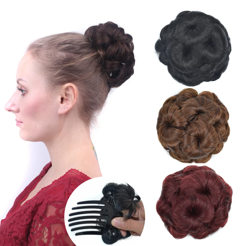 jeedou Chignon Flowers Donut Clip On Hair Bun Pad 75g Synthetic Black