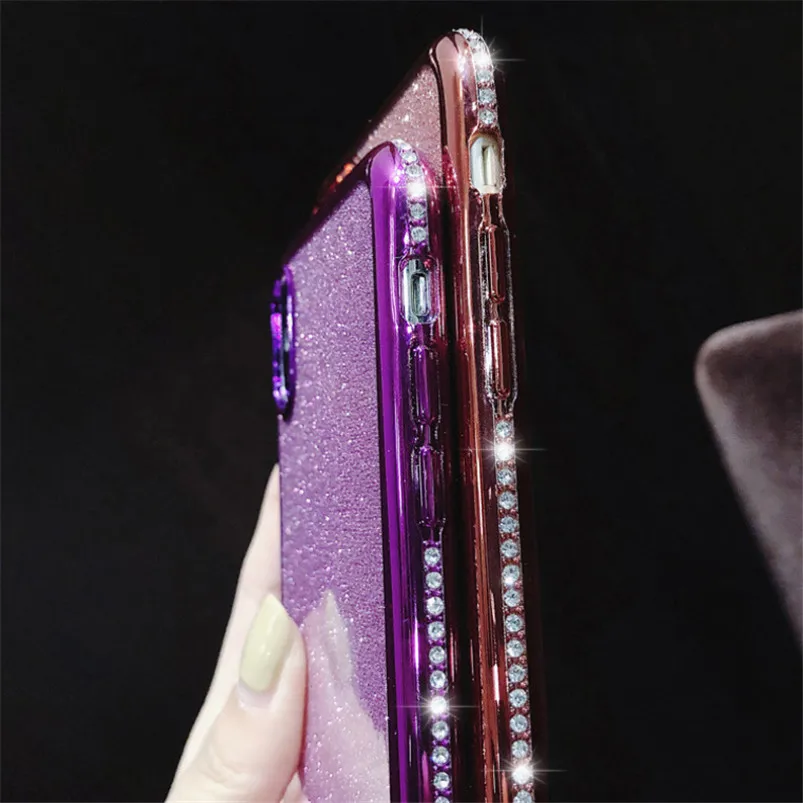 Чехол сверкающий с блестками для samsung Galaxy S8 S9 S10 плюс S7 край A10 A20 A20E A30 A40 A50 A70 M20 M30 Note 8 9 10 Pro Алмазный чехол для iPhone X