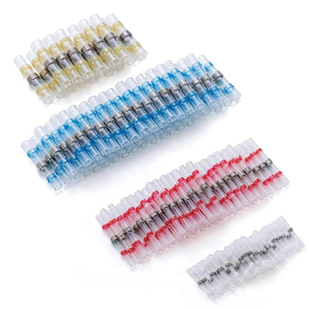 120pcs Solder Marine Insulated Butt Splice Heat Shrink Seal Waterproof Terminals Wire Connector Kit Automotive Tube Boat Joint