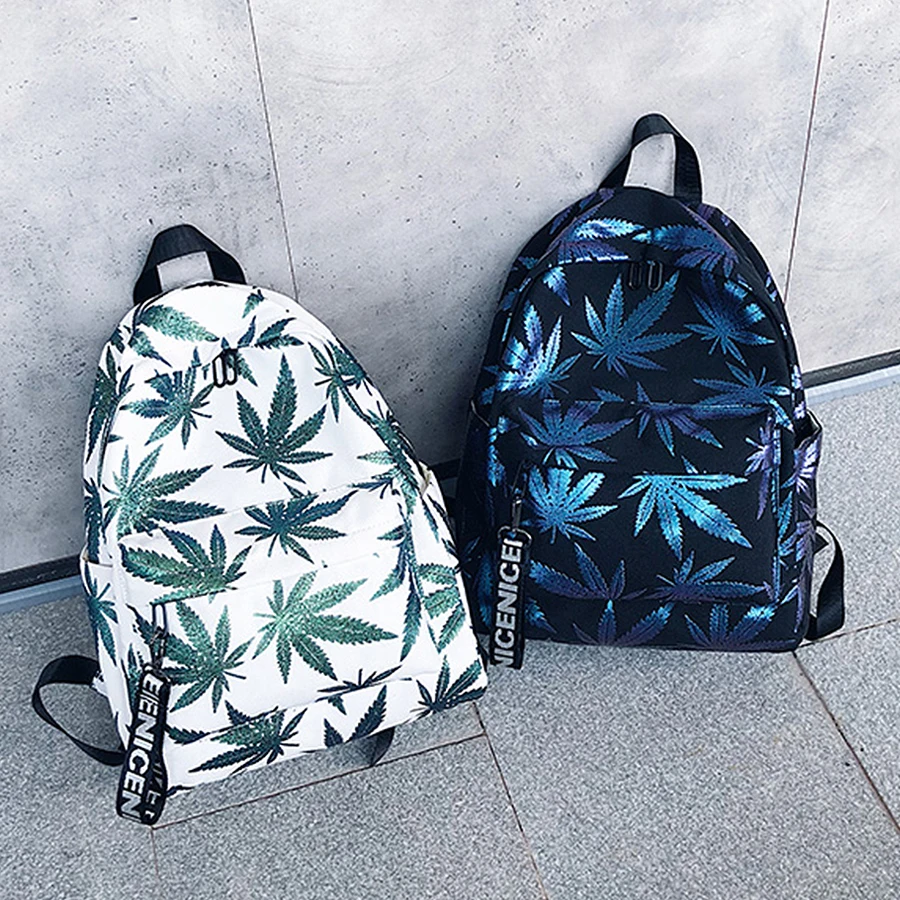 Female Backpack Bag Mochila School-Bag Green-Leaf Fashion Women Travel Large-Capacity