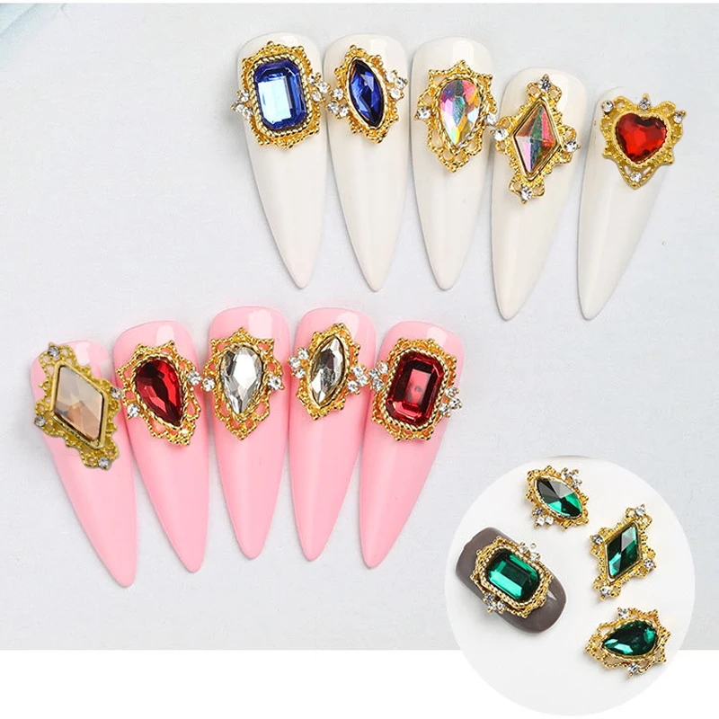 7-Color Frame-Parts Charm Crystal Nail-Charm Swarm Palace-Frame Heart/rhombus Tiara 10pcs