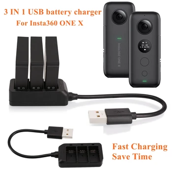 

3IN1 USB Battery Charging Cable for Insta 360 ONE X Sports Camera Fast Portable Lithium 3 Charging Cable Charger with LED Light