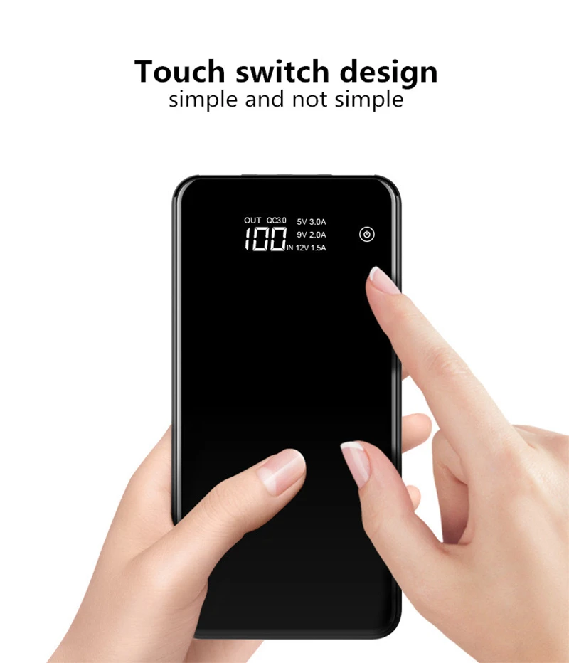 Ультратонкое зеркало power Bank для iPhone Xiaomi Dual USB Быстрая Зарядка power bank 10000 мАч переносной внешний аккумулятор