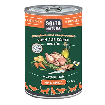 

SOLID NATURA SOLID NATURA HOLISTIC monobelkovye for adult cats with turkey