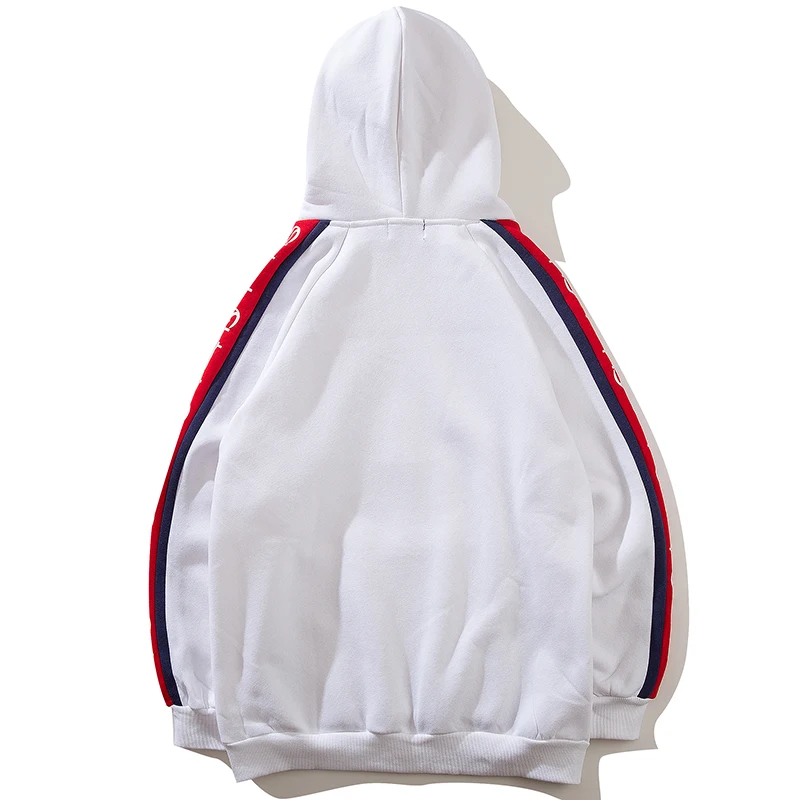 

April MOMO Men Harajuku Sleeve Letter Print Fleece Hoodies 2018 Male Hip Hop Patchwork Hooded Sweatshirts Streetwear Tops SP22