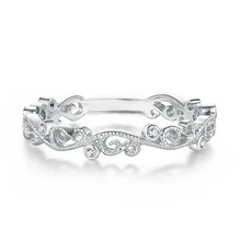 HELON Art Nouveau винтажное античное Стерлинговое Серебро 925 0.05ct сертифицированное круглое кольцо с настоящими бриллиантами Свадебное женское Ювелирное кольцо