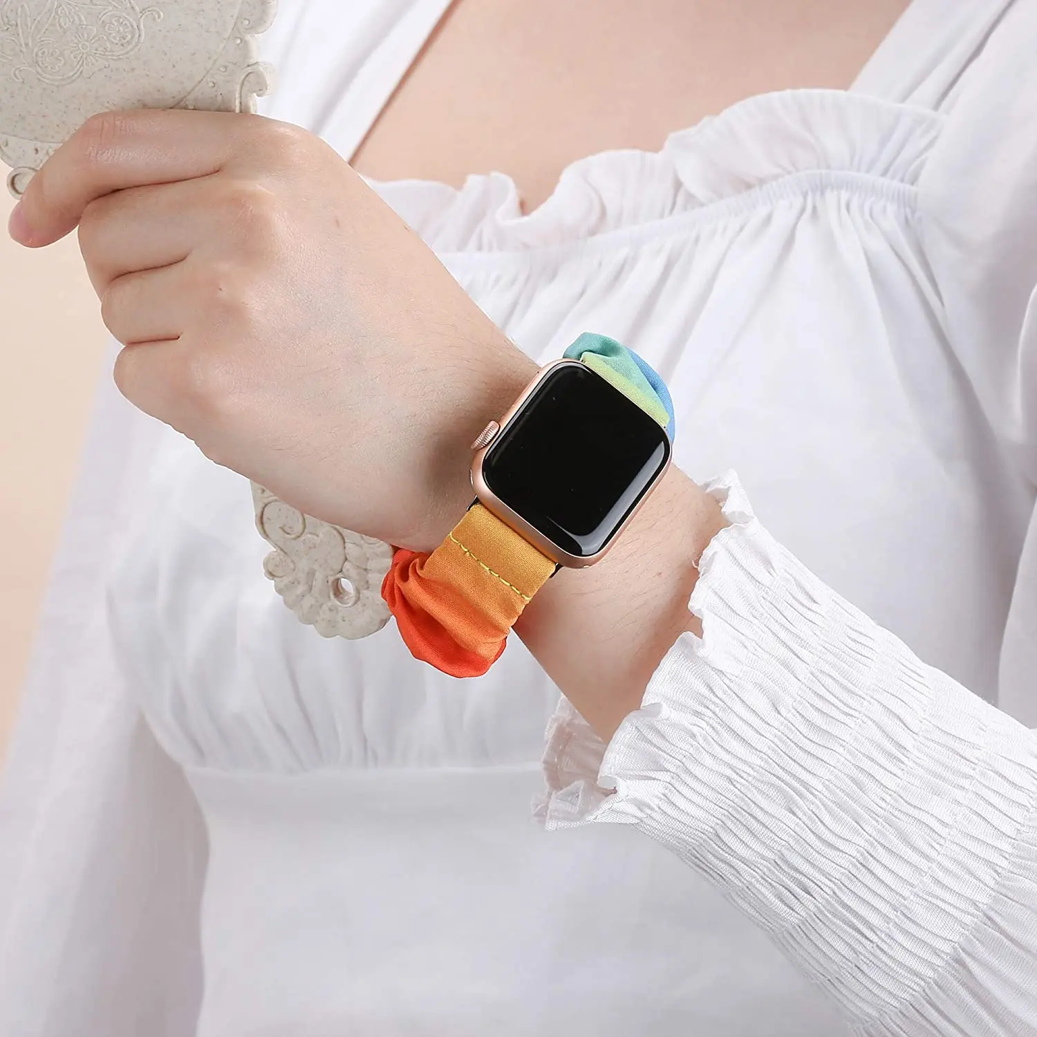 Strap For Apple watch band 40mm 44mm 42mm 38mm 42mm Elastic Nylon bracelet Scrunchie Solo Loop correa iWatch series 6 se 5 4 3