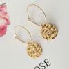 Simple Designed Hoop Earrings Gold Color Water Surface Round Disk with Thin Hoop Earrings for Women Casual Wearing ► Photo 2/6