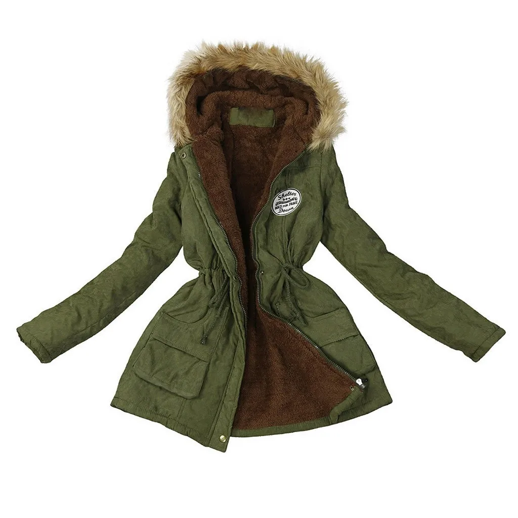 Зимняя куртка в английском стиле с меховым воротником и капюшоном, Тонкая зимняя парка, верхняя одежда, пальто, женское теплое хлопковое пальто с длинным рукавом oct16