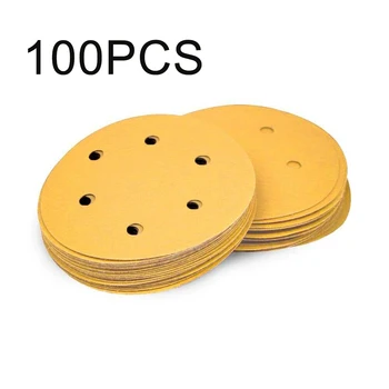 

100pcs 6inches1 50mm 6 Holes Alumina Particles Hook Loop Sandpapers 240 Grit Sanding Papers Abrasive Tools