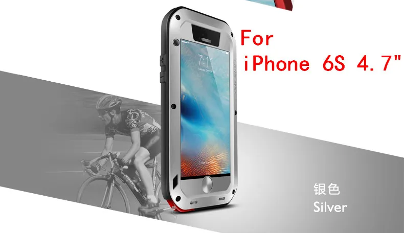 Love Mei мощный противоударный алюминиевый чехол для Apple iPhone 6 6S 4,7/6 Plus/6 S Plus 5,5 сверхмощное закаленное стекло Gorilla - Цвет: For iPhone 6S Silver
