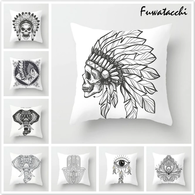 

Fuwatacchi Simple Throw Pillows Cushion Cover Wings Heart Printed Pillow Cover Floral Elephant Decorative Pillows for Sofa Car
