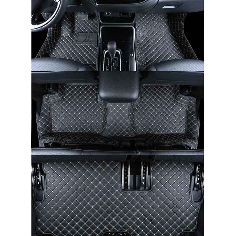 

leather car interior floor mat for mitsubishi outlander 2013 2014 2015 2016 2017 2018 2019 7 seats 3rd rows mat