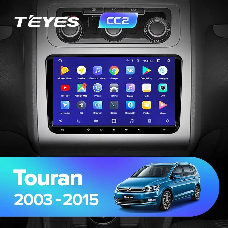 TEYES CC2 Штатное Головное устройство For Volkswagen Touran Mk5 2003 2015 GPS Android aвтомагнитола