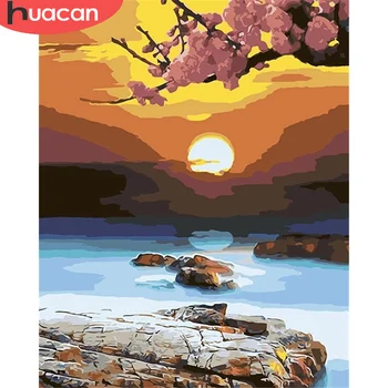 

HUACAN DIY Pictures By Number Sunset Kits Home Decor Painting By Numbers Scenery Drawing On Canvas HandPainted Art Gift