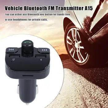 

A15 Bluetooth Car Kit FM Transmitter Modulator Handsfree Vehicle Battery Voltage Display MP3 Player USB Charger 85X50X45mm